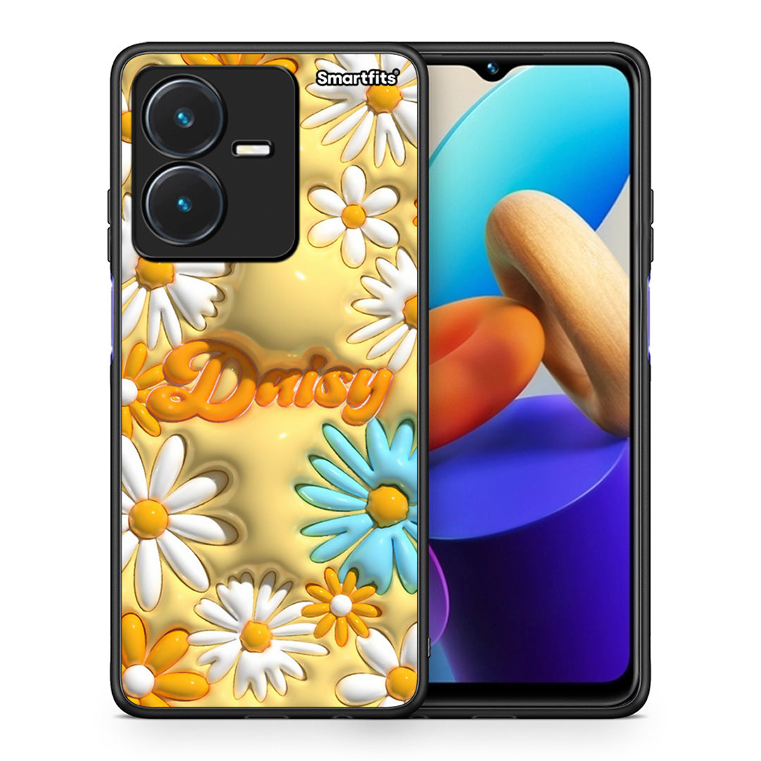Θήκη Vivo Y22s Bubble Daisies από τη Smartfits με σχέδιο στο πίσω μέρος και μαύρο περίβλημα | Vivo Y22s Bubble Daisies case with colorful back and black bezels