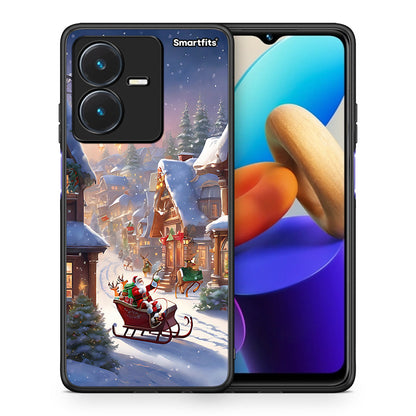 Θήκη Vivo Y22s Christmas Snow από τη Smartfits με σχέδιο στο πίσω μέρος και μαύρο περίβλημα | Vivo Y22s Christmas Snow case with colorful back and black bezels