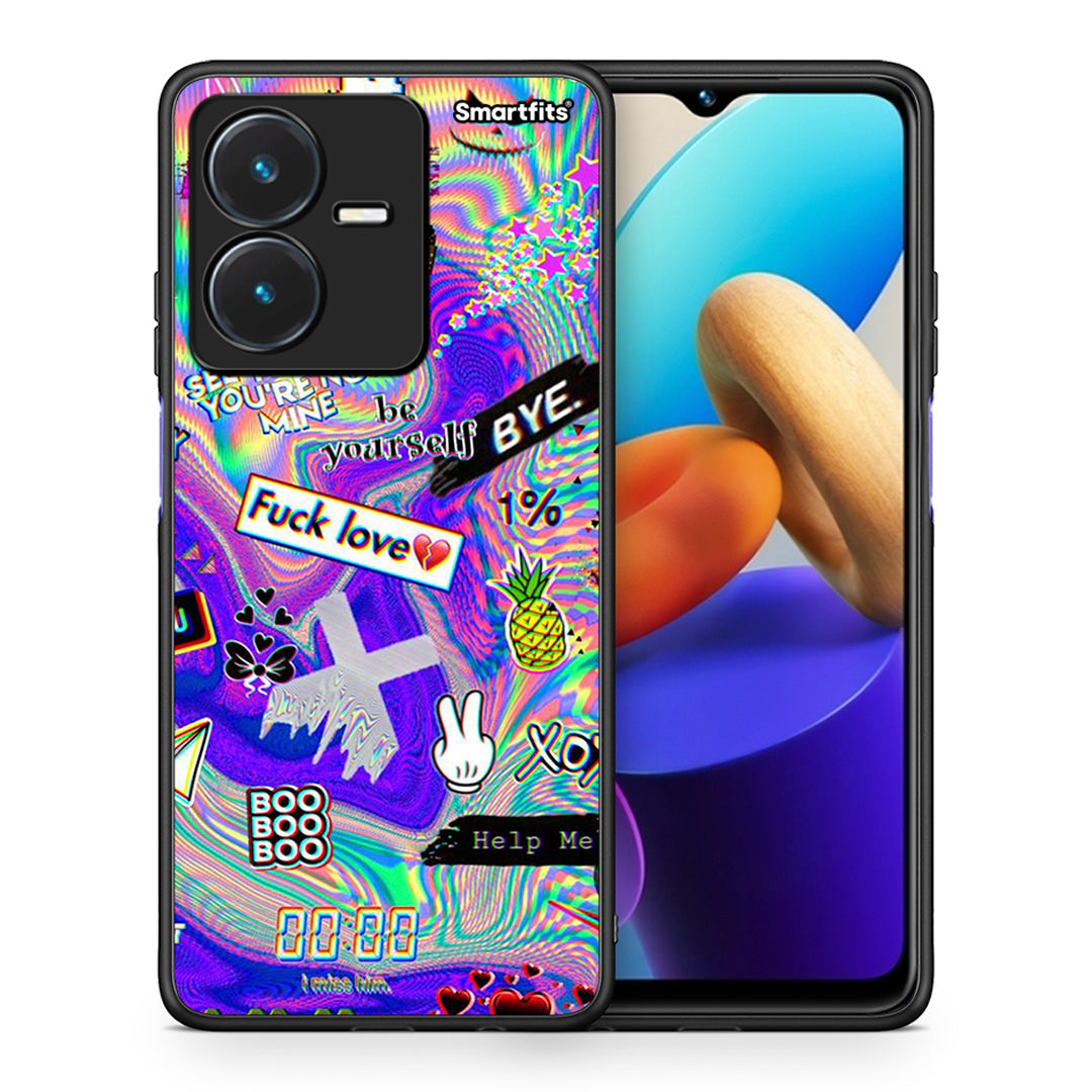 Θήκη Vivo Y22s Game Over από τη Smartfits με σχέδιο στο πίσω μέρος και μαύρο περίβλημα | Vivo Y22s Game Over case with colorful back and black bezels