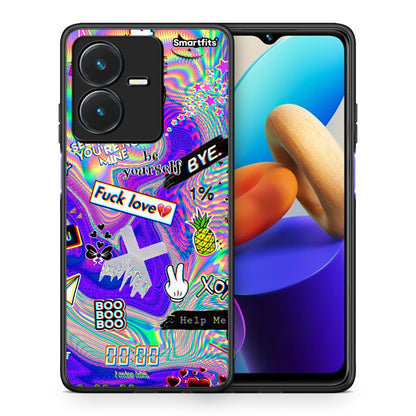 Θήκη Vivo Y22s Game Over από τη Smartfits με σχέδιο στο πίσω μέρος και μαύρο περίβλημα | Vivo Y22s Game Over case with colorful back and black bezels