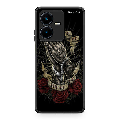 Vivo Y22s Judge By God θήκη από τη Smartfits με σχέδιο στο πίσω μέρος και μαύρο περίβλημα | Smartphone case with colorful back and black bezels by Smartfits