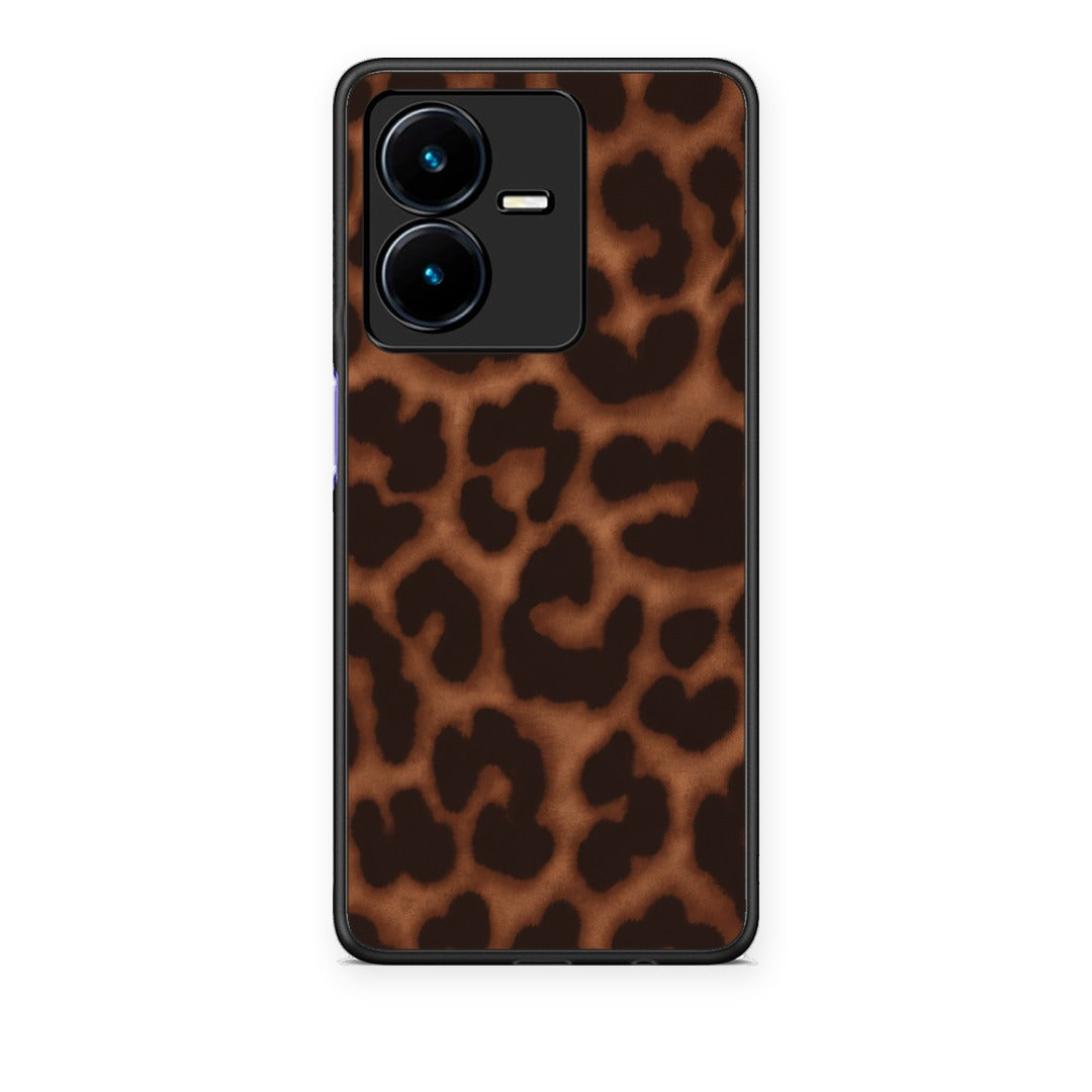 Θήκη Vivo Y22 Leopard Print Dark Brown από τη Smartfits με σχέδιο στο πίσω μέρος και μαύρο περίβλημα | Vivo Y22 Leopard Print Dark Brown case with colorful back and black bezels