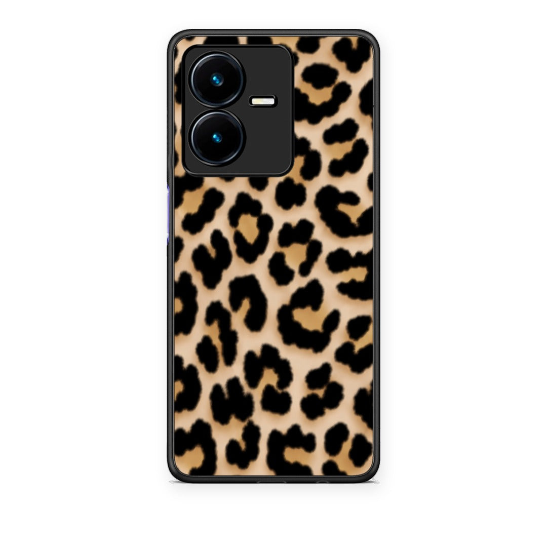 Θήκη Vivo Y22 Leopard Print Tan Small από τη Smartfits με σχέδιο στο πίσω μέρος και μαύρο περίβλημα | Vivo Y22 Leopard Print Tan Small case with colorful back and black bezels