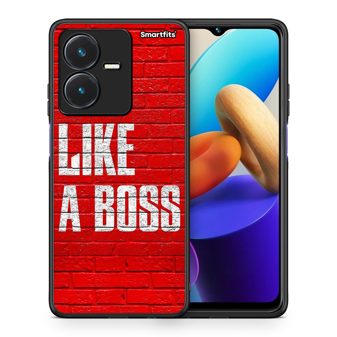 Θήκη Vivo Y22s Like A Boss από τη Smartfits με σχέδιο στο πίσω μέρος και μαύρο περίβλημα | Vivo Y22s Like A Boss case with colorful back and black bezels