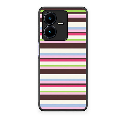 Θήκη Vivo Y22 Multicolour Horizontal Stripes από τη Smartfits με σχέδιο στο πίσω μέρος και μαύρο περίβλημα | Vivo Y22 Multicolour Horizontal Stripes case with colorful back and black bezels