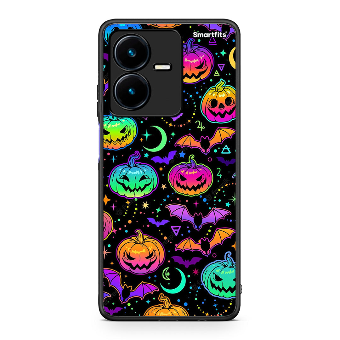 Vivo Y22s Neon Halloween θήκη από τη Smartfits με σχέδιο στο πίσω μέρος και μαύρο περίβλημα | Smartphone case with colorful back and black bezels by Smartfits