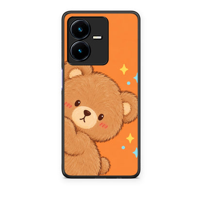Θήκη Vivo Y22 Peekaboo Teddy on Orange από τη Smartfits με σχέδιο στο πίσω μέρος και μαύρο περίβλημα | Vivo Y22 Peekaboo Teddy on Orange case with colorful back and black bezels