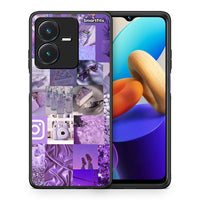 Thumbnail for Θήκη Vivo Y22s Purple Aesthetic Collage από τη Smartfits με σχέδιο στο πίσω μέρος και μαύρο περίβλημα | Vivo Y22s Purple Aesthetic Collage case with colorful back and black bezels