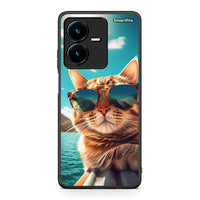 Thumbnail for Vivo Y22s Summer Cat θήκη από τη Smartfits με σχέδιο στο πίσω μέρος και μαύρο περίβλημα | Smartphone case with colorful back and black bezels by Smartfits