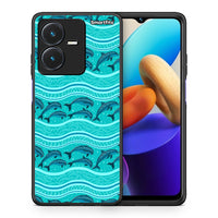 Thumbnail for Θήκη Vivo Y22s Swimming Dolphins από τη Smartfits με σχέδιο στο πίσω μέρος και μαύρο περίβλημα | Vivo Y22s Swimming Dolphins case with colorful back and black bezels