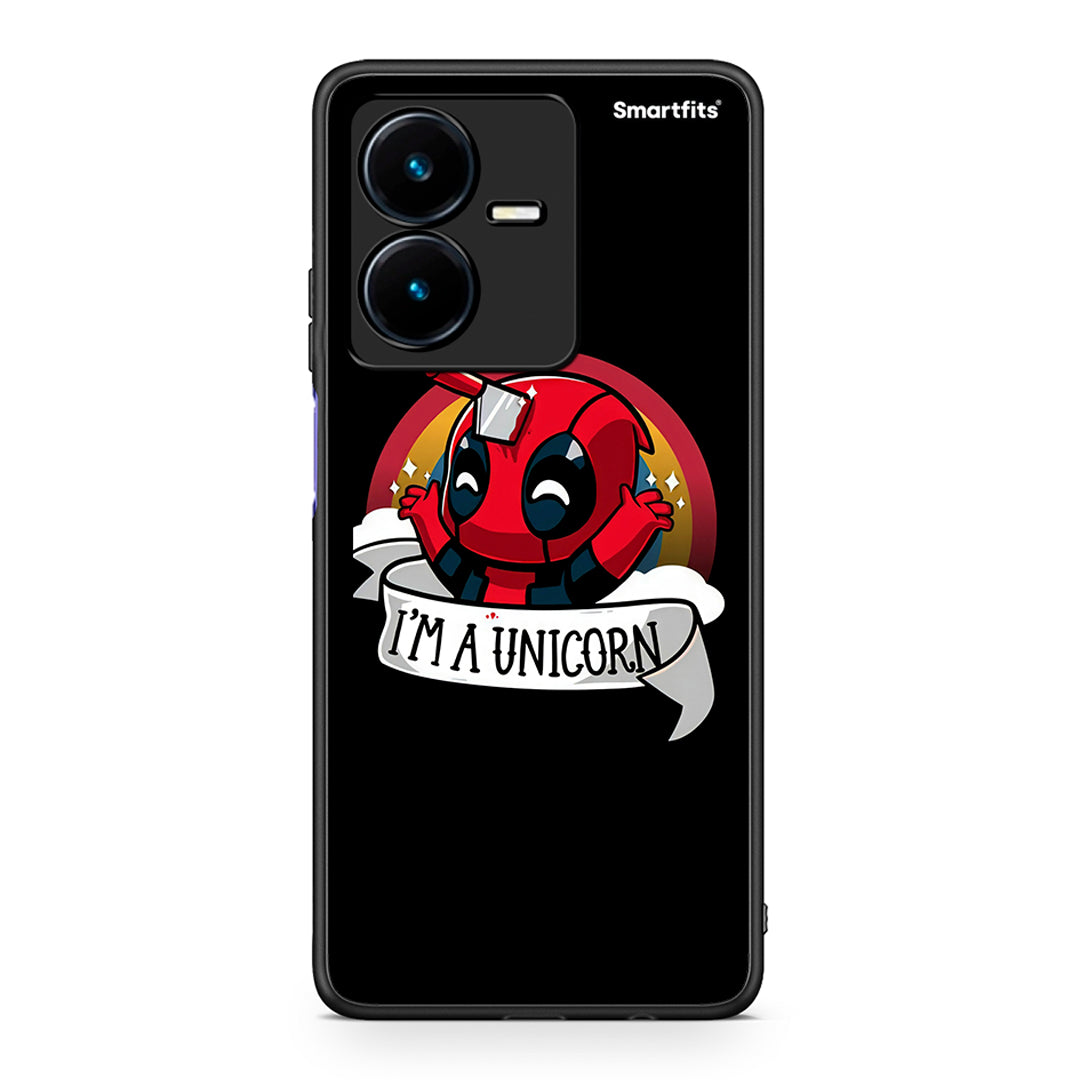 Vivo Y22s Unicorn Deadpool θήκη από τη Smartfits με σχέδιο στο πίσω μέρος και μαύρο περίβλημα | Smartphone case with colorful back and black bezels by Smartfits