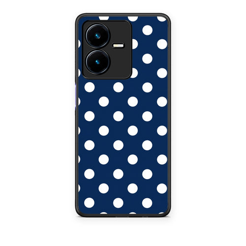 Θήκη Vivo Y22 White Large Polka Dots on Navy από τη Smartfits με σχέδιο στο πίσω μέρος και μαύρο περίβλημα | Vivo Y22 White Large Polka Dots on Navy case with colorful back and black bezels