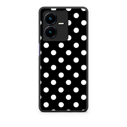 Θήκη Vivo Y22 White Polka Dots on Black από τη Smartfits με σχέδιο στο πίσω μέρος και μαύρο περίβλημα | Vivo Y22 White Polka Dots on Black case with colorful back and black bezels