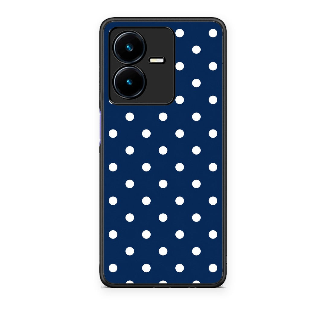 Θήκη Vivo Y22 White Small Polka Dots on Navy από τη Smartfits με σχέδιο στο πίσω μέρος και μαύρο περίβλημα | Vivo Y22 White Small Polka Dots on Navy case with colorful back and black bezels