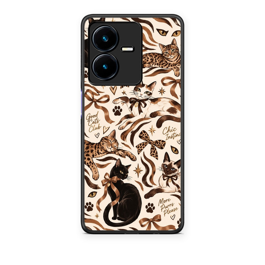 Θήκη Vivo Y22 Wild Cats and Animal Print Collage από τη Smartfits με σχέδιο στο πίσω μέρος και μαύρο περίβλημα | Vivo Y22 Wild Cats and Animal Print Collage case with colorful back and black bezels