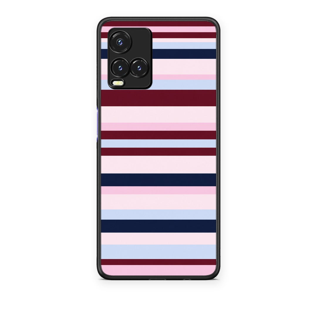 Θήκη Vivo Y33s / Y21s / Y21 Burgundy Pink and Blue Horizontal Stripes από τη Smartfits με σχέδιο στο πίσω μέρος και μαύρο περίβλημα | Vivo Y33s / Y21s / Y21 Burgundy Pink and Blue Horizontal Stripes case with colorful back and black bezels