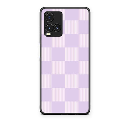 Θήκη Vivo Y33s / Y21s / Y21 Lilac and Cream Striped Checks από τη Smartfits με σχέδιο στο πίσω μέρος και μαύρο περίβλημα | Vivo Y33s / Y21s / Y21 Lilac and Cream Striped Checks case with colorful back and black bezels