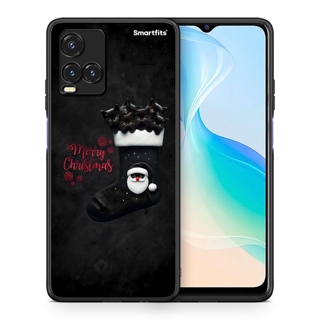 Θήκη Vivo Y33s / Y21s / Y21 Merry Cat Christmas από τη Smartfits με σχέδιο στο πίσω μέρος και μαύρο περίβλημα | Vivo Y33s / Y21s / Y21 Merry Cat Christmas case with colorful back and black bezels