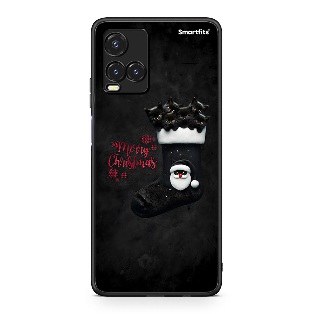 Vivo Y33s / Y21s / Y21 Merry Cat Christmas θήκη από τη Smartfits με σχέδιο στο πίσω μέρος και μαύρο περίβλημα | Smartphone case with colorful back and black bezels by Smartfits