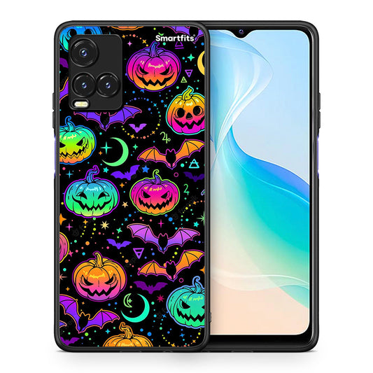 Θήκη Vivo Y33s / Y21s / Y21 Neon Halloween από τη Smartfits με σχέδιο στο πίσω μέρος και μαύρο περίβλημα | Vivo Y33s / Y21s / Y21 Neon Halloween case with colorful back and black bezels