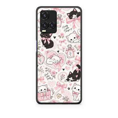 Θήκη Vivo Y33s / Y21s / Y21 Pink Bows and Kittens Collage από τη Smartfits με σχέδιο στο πίσω μέρος και μαύρο περίβλημα | Vivo Y33s / Y21s / Y21 Pink Bows and Kittens Collage case with colorful back and black bezels