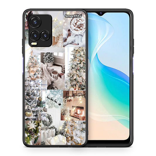 Θήκη Vivo Y33s / Y21s / Y21 White Christmas από τη Smartfits με σχέδιο στο πίσω μέρος και μαύρο περίβλημα | Vivo Y33s / Y21s / Y21 White Christmas case with colorful back and black bezels