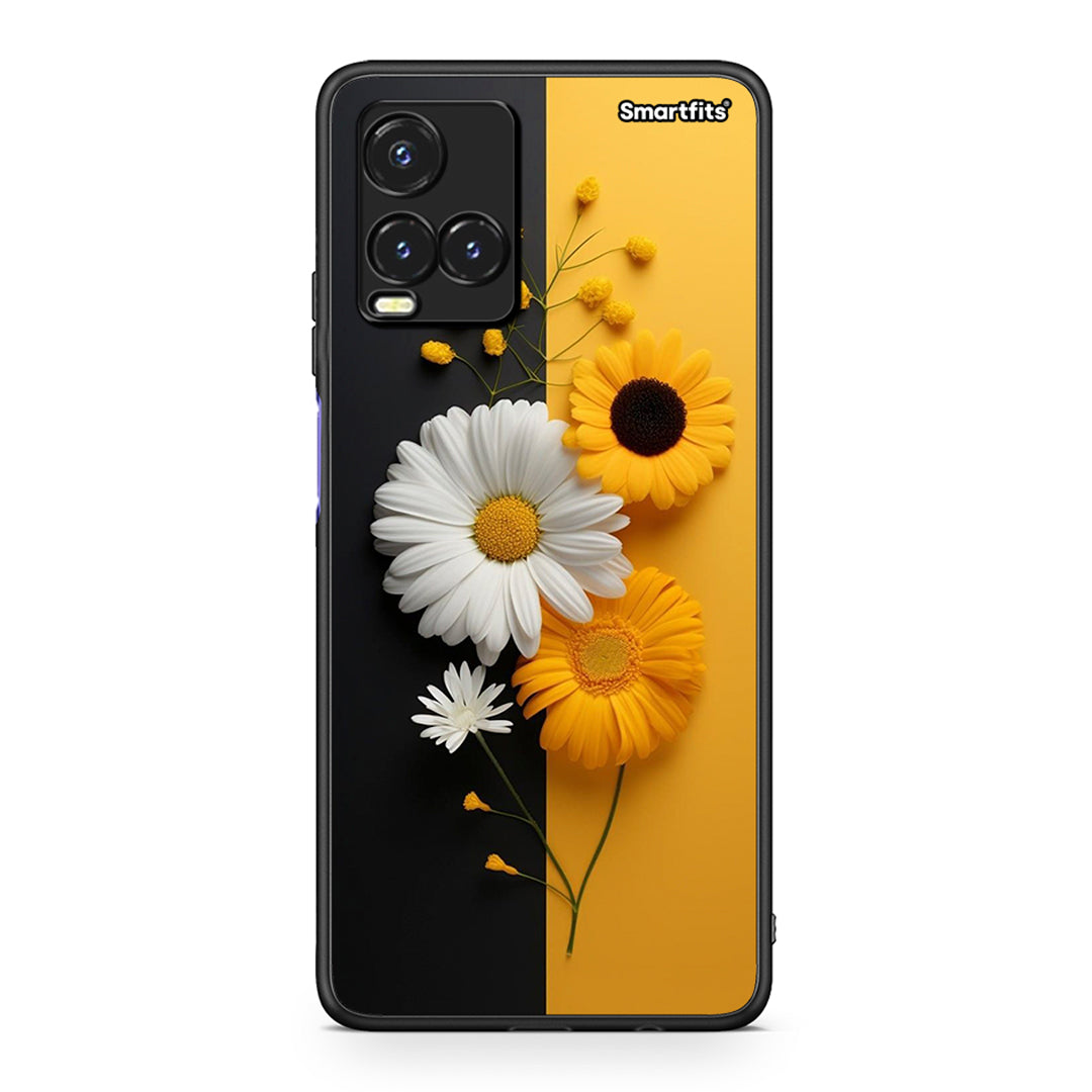 Vivo Y33s / Y21s / Y21 Yellow Daisies θήκη από τη Smartfits με σχέδιο στο πίσω μέρος και μαύρο περίβλημα | Smartphone case with colorful back and black bezels by Smartfits