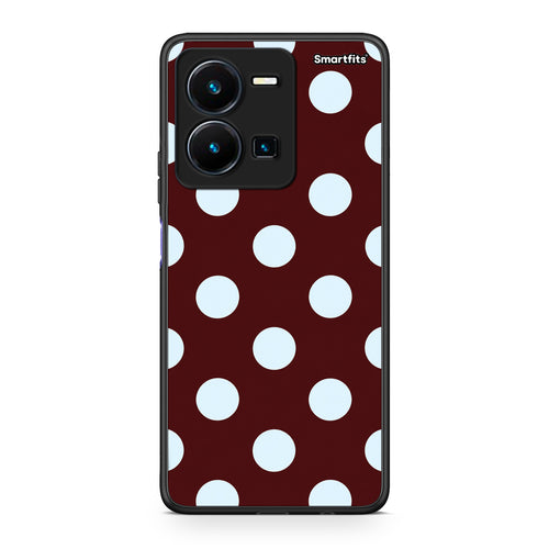 Θήκη Vivo Y22s / Y35 4G Pale Blue Large Polka Dots on Burgundy από τη Smartfits με σχέδιο στο πίσω μέρος και μαύρο περίβλημα | Vivo Y22s / Y35 4G Pale Blue Large Polka Dots on Burgundy case with colorful back and black bezels