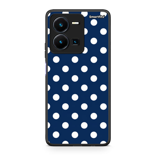 Θήκη Vivo Y22s / Y35 4G White Large Polka Dots on Navy από τη Smartfits με σχέδιο στο πίσω μέρος και μαύρο περίβλημα | Vivo Y22s / Y35 4G White Large Polka Dots on Navy case with colorful back and black bezels