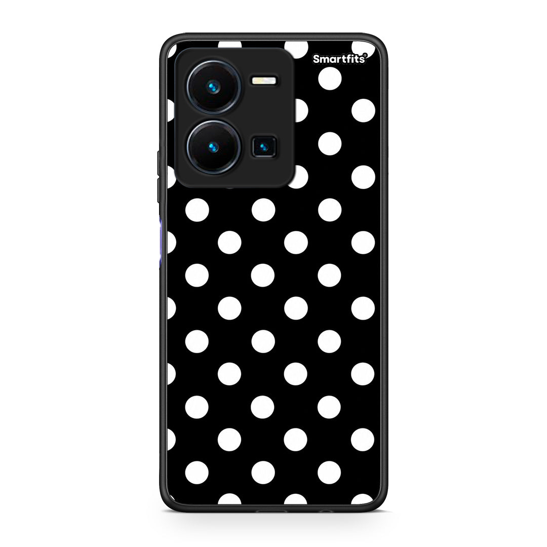 Θήκη Vivo Y22s / Y35 4G White Polka Dots on Black από τη Smartfits με σχέδιο στο πίσω μέρος και μαύρο περίβλημα | Vivo Y22s / Y35 4G White Polka Dots on Black case with colorful back and black bezels