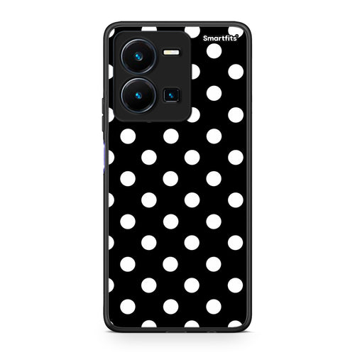 Θήκη Vivo Y22s / Y35 4G White Polka Dots on Black από τη Smartfits με σχέδιο στο πίσω μέρος και μαύρο περίβλημα | Vivo Y22s / Y35 4G White Polka Dots on Black case with colorful back and black bezels
