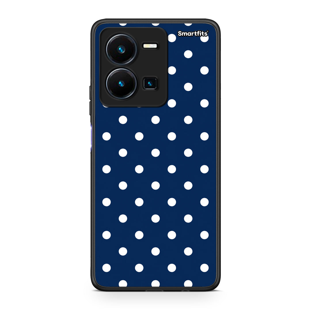Θήκη Vivo Y22s / Y35 4G White Small Polka Dots on Navy από τη Smartfits με σχέδιο στο πίσω μέρος και μαύρο περίβλημα | Vivo Y22s / Y35 4G White Small Polka Dots on Navy case with colorful back and black bezels