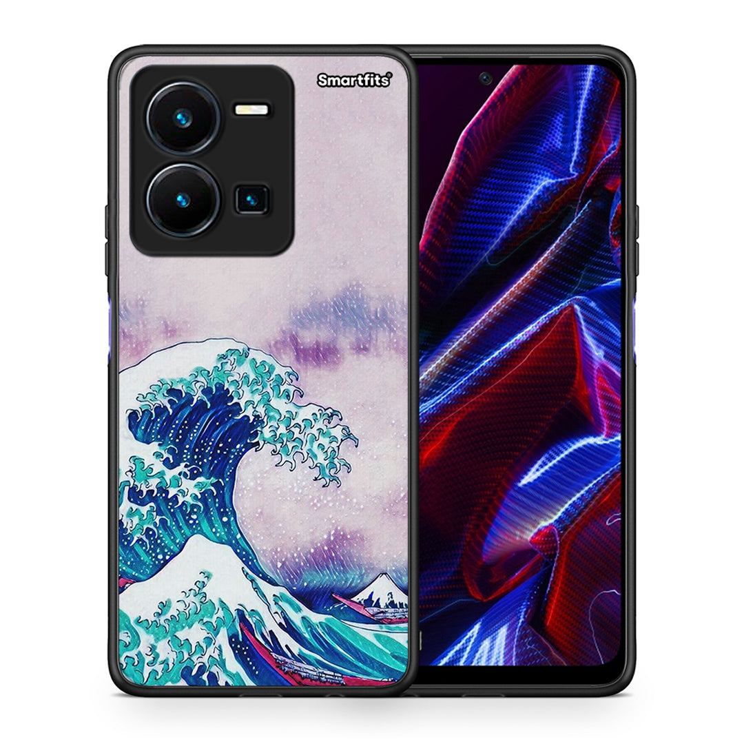 Θήκη Vivo Y35 5G Blue Waves από τη Smartfits με σχέδιο στο πίσω μέρος και μαύρο περίβλημα | Vivo Y35 5G Blue Waves case with colorful back and black bezels