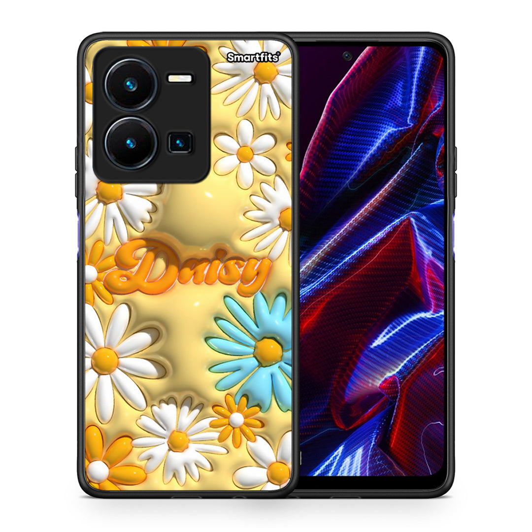 Θήκη Vivo Y35 5G Bubble Daisies από τη Smartfits με σχέδιο στο πίσω μέρος και μαύρο περίβλημα | Vivo Y35 5G Bubble Daisies case with colorful back and black bezels