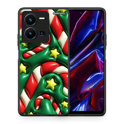 Θήκη Vivo Y35 5G Christmas Bubbles από τη Smartfits με σχέδιο στο πίσω μέρος και μαύρο περίβλημα | Vivo Y35 5G Christmas Bubbles case with colorful back and black bezels