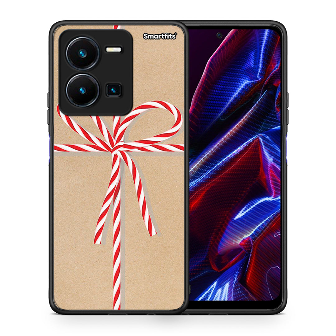 Θήκη Vivo Y35 5G Christmas Gift από τη Smartfits με σχέδιο στο πίσω μέρος και μαύρο περίβλημα | Vivo Y35 5G Christmas Gift case with colorful back and black bezels