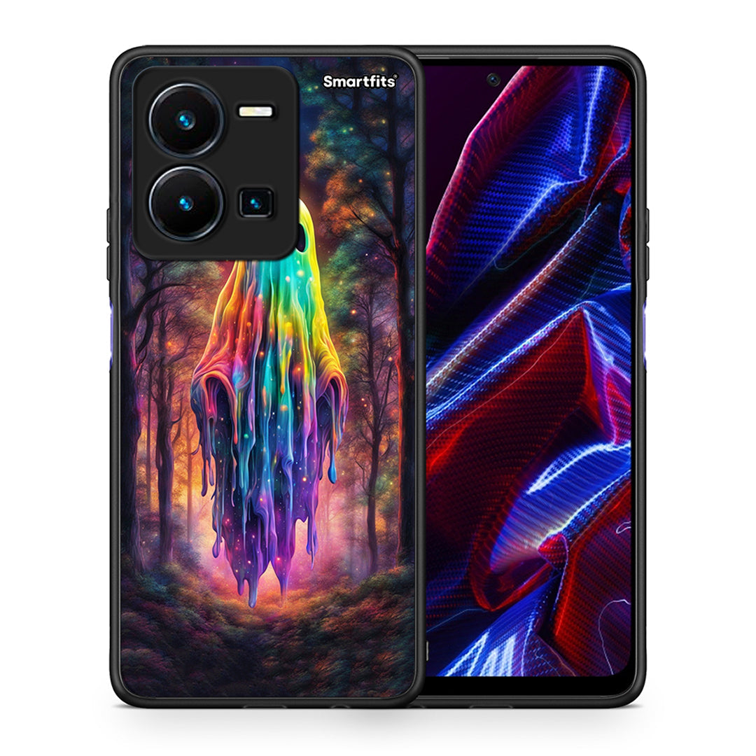 Θήκη Vivo Y35 5G Halloween Ghost από τη Smartfits με σχέδιο στο πίσω μέρος και μαύρο περίβλημα | Vivo Y35 5G Halloween Ghost case with colorful back and black bezels