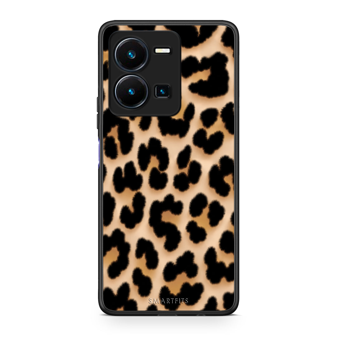 Θήκη Vivo Y35 5G Leopard Print Tan Large από τη Smartfits με σχέδιο στο πίσω μέρος και μαύρο περίβλημα | Vivo Y35 5G Leopard Print Tan Large case with colorful back and black bezels