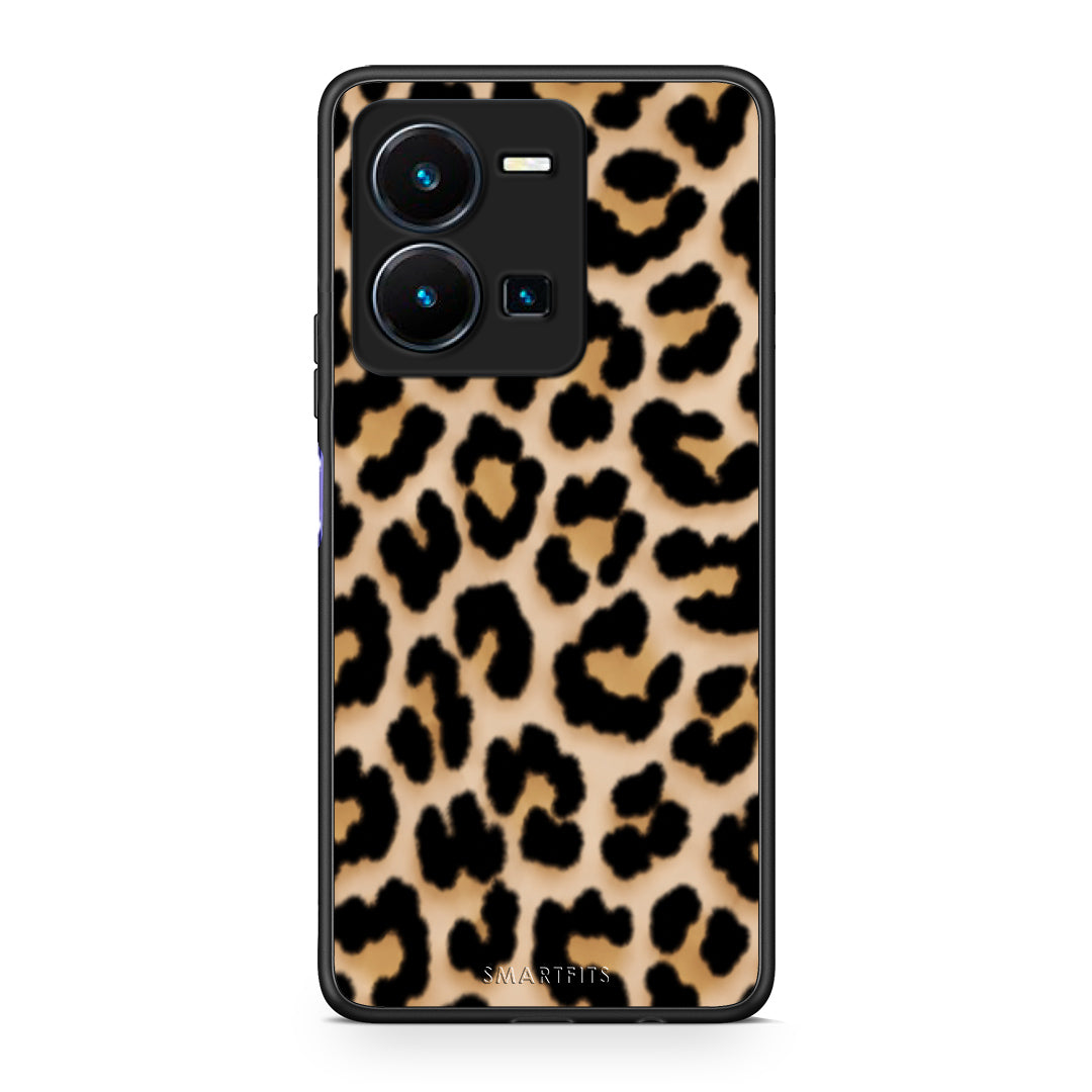 Θήκη Vivo Y35 5G Leopard Print Tan Small από τη Smartfits με σχέδιο στο πίσω μέρος και μαύρο περίβλημα | Vivo Y35 5G Leopard Print Tan Small case with colorful back and black bezels