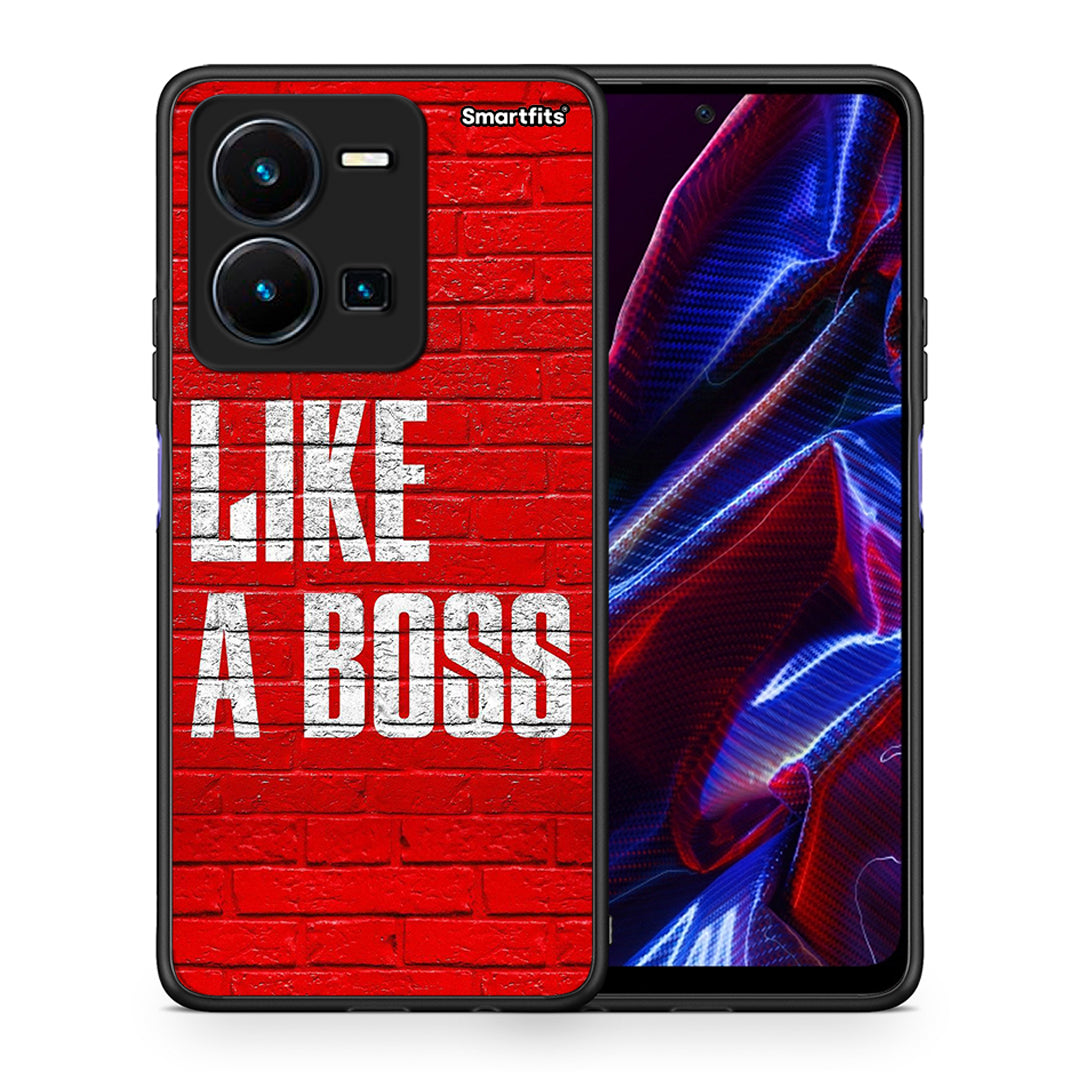 Θήκη Vivo Y35 5G Like A Boss από τη Smartfits με σχέδιο στο πίσω μέρος και μαύρο περίβλημα | Vivo Y35 5G Like A Boss case with colorful back and black bezels