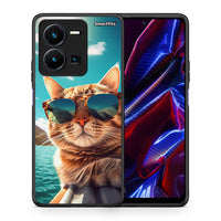 Thumbnail for Θήκη Vivo Y35 5G Summer Cat από τη Smartfits με σχέδιο στο πίσω μέρος και μαύρο περίβλημα | Vivo Y35 5G Summer Cat case with colorful back and black bezels