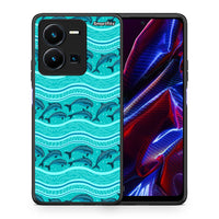 Thumbnail for Θήκη Vivo Y35 5G Swimming Dolphins από τη Smartfits με σχέδιο στο πίσω μέρος και μαύρο περίβλημα | Vivo Y35 5G Swimming Dolphins case with colorful back and black bezels