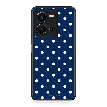Θήκη Vivo Y35 5G White Small Polka Dots on Navy από τη Smartfits με σχέδιο στο πίσω μέρος και μαύρο περίβλημα | Vivo Y35 5G White Small Polka Dots on Navy case with colorful back and black bezels