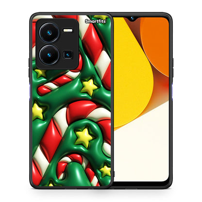 Θήκη Vivo Y35 Christmas Bubbles από τη Smartfits με σχέδιο στο πίσω μέρος και μαύρο περίβλημα | Vivo Y35 Christmas Bubbles Case with Colorful Back and Black Bezels