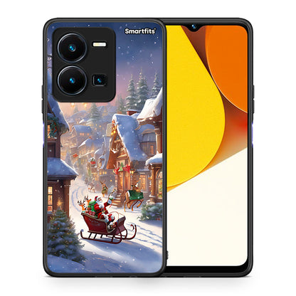 Θήκη Vivo Y35 Christmas Snow από τη Smartfits με σχέδιο στο πίσω μέρος και μαύρο περίβλημα | Vivo Y35 Christmas Snow Case with Colorful Back and Black Bezels
