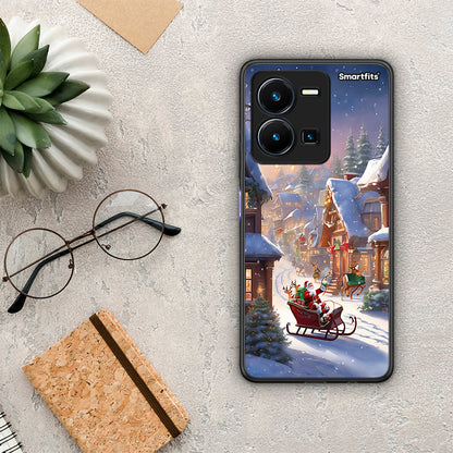 Θήκη Vivo Y35 Christmas Snow από τη Smartfits με σχέδιο στο πίσω μέρος και μαύρο περίβλημα | Vivo Y35 Christmas Snow Case with Colorful Back and Black Bezels