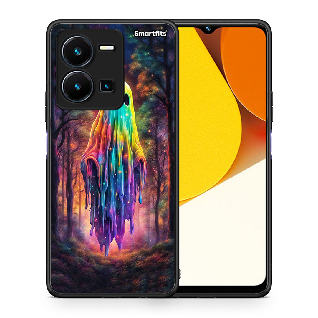 Θήκη Vivo Y35 Halloween Ghost από τη Smartfits με σχέδιο στο πίσω μέρος και μαύρο περίβλημα | Vivo Y35 Halloween Ghost Case with Colorful Back and Black Bezels