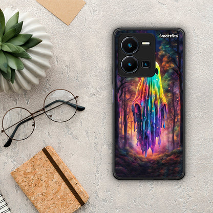 Θήκη Vivo Y35 Halloween Ghost από τη Smartfits με σχέδιο στο πίσω μέρος και μαύρο περίβλημα | Vivo Y35 Halloween Ghost Case with Colorful Back and Black Bezels