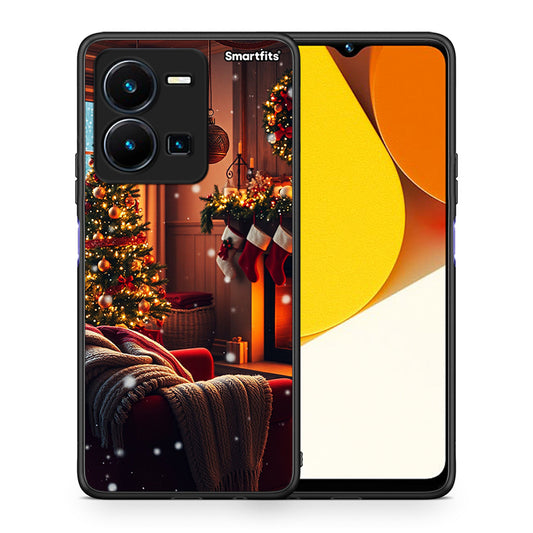 Θήκη Vivo Y35 Home For Christmas από τη Smartfits με σχέδιο στο πίσω μέρος και μαύρο περίβλημα | Vivo Y35 Home For Christmas Case with Colorful Back and Black Bezels