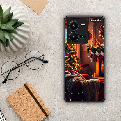 Θήκη Vivo Y35 Home For Christmas από τη Smartfits με σχέδιο στο πίσω μέρος και μαύρο περίβλημα | Vivo Y35 Home For Christmas Case with Colorful Back and Black Bezels